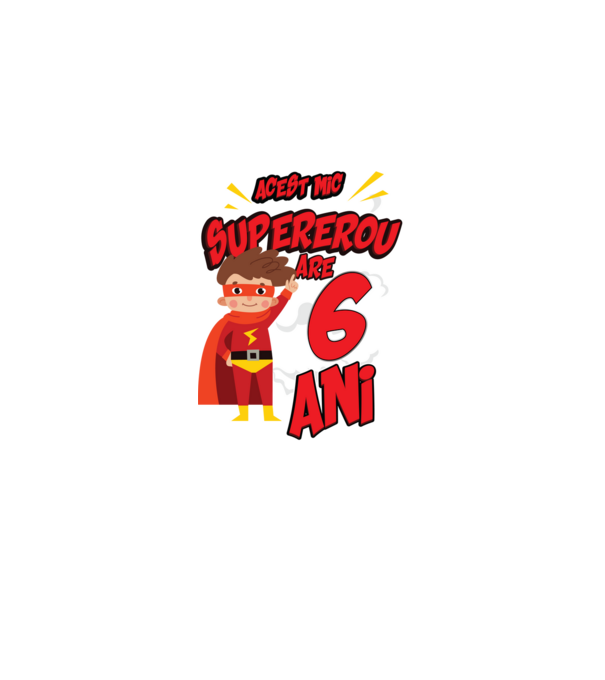 Acest mic supererou are 6 ani model negru pe tricou