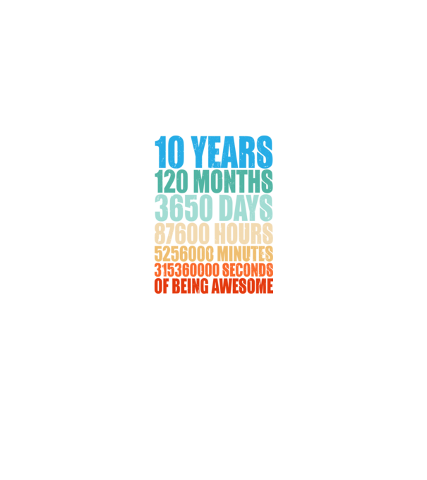 10 years of being awesome model negru pe tricou