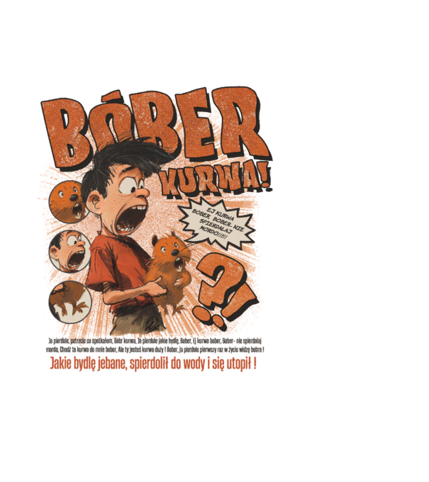 Bobr Kurwa comic model albastru deschis pe tricou