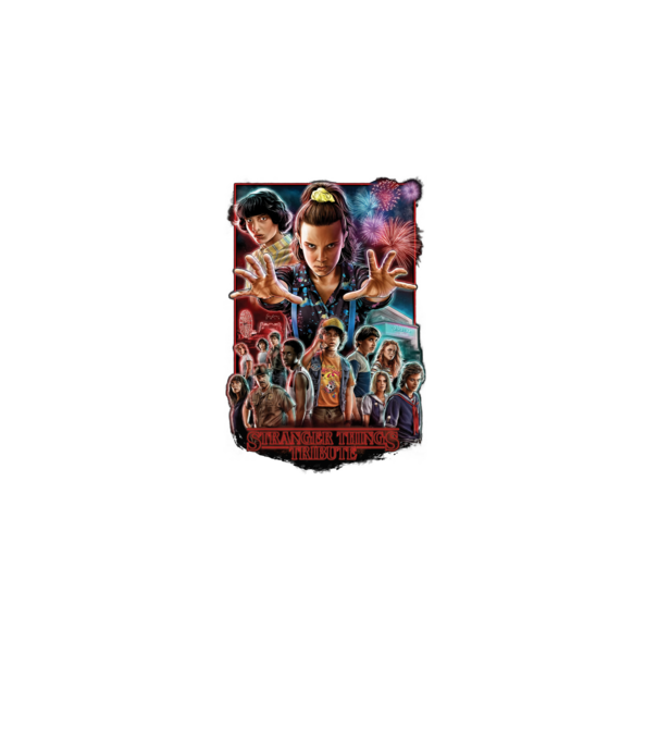stranger things tribute poster model negru pe tricou