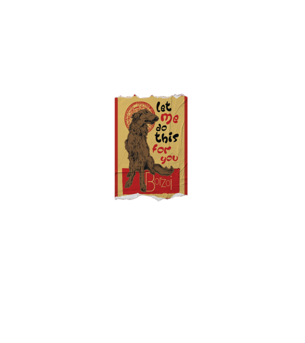 BORZOI retro poster chat noir poster texture model alb pe tricou