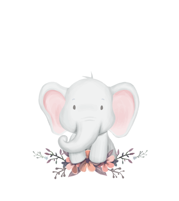 Elefant cu flori model alb pe tricou