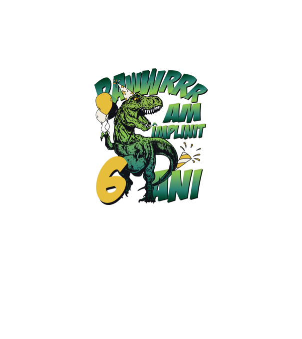 Rawr Am împlinit 6 ani model alb pe tricou