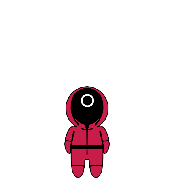 squid game figure model negru pe tricou