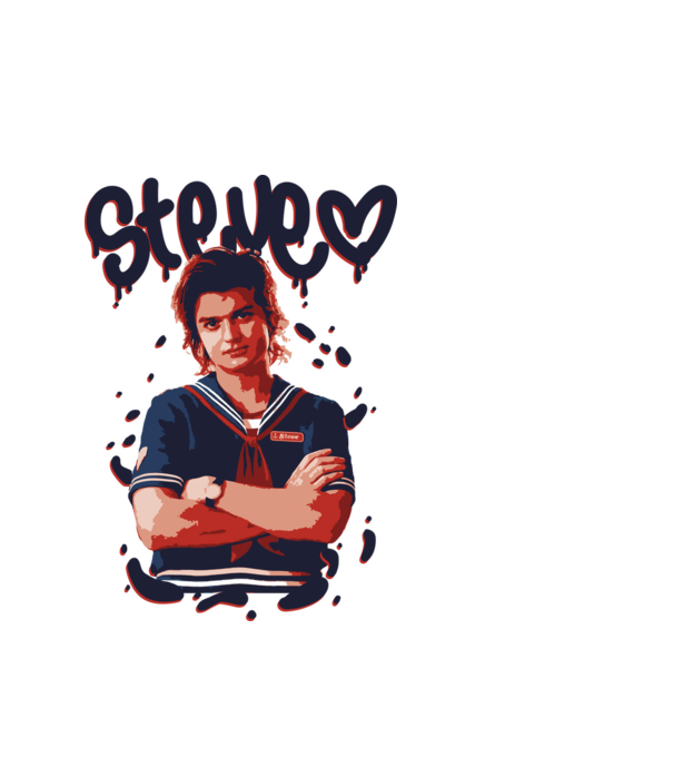 steve stranger things model alb pe tricou