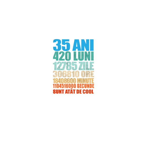 De 35 ani - luni - zile - ore - minute - secunde - sunt atât de cool model negru pe tricou