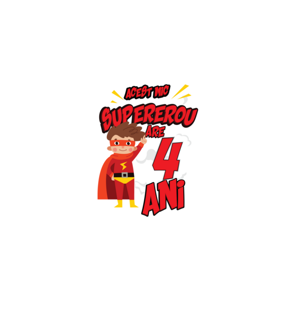Acest mic supererou are 4 ani model negru pe tricou