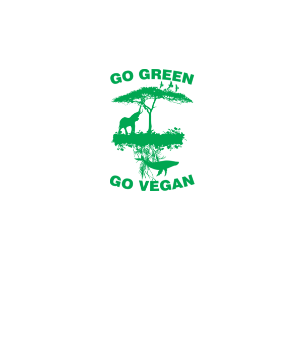 go green go vegan model negru pe tricou