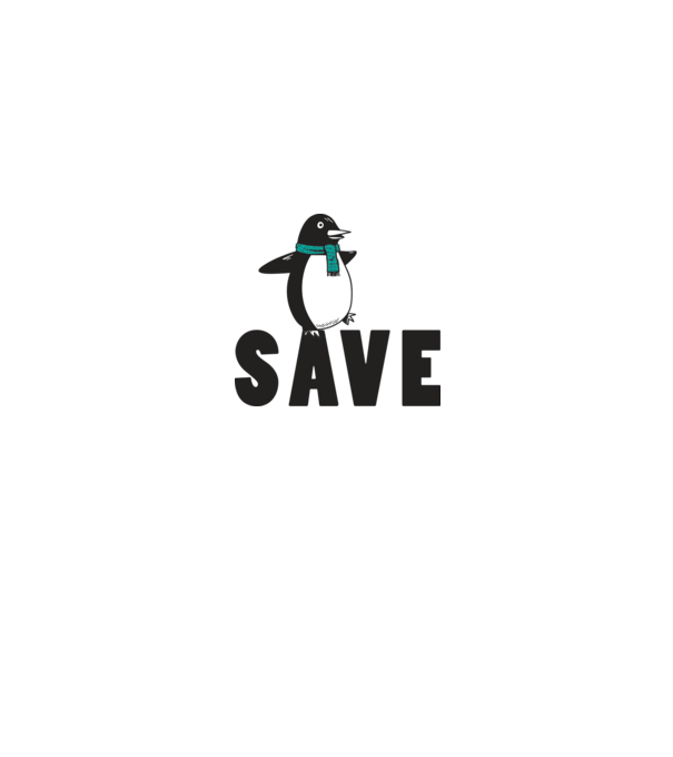 Save penguin model alb pe tricou