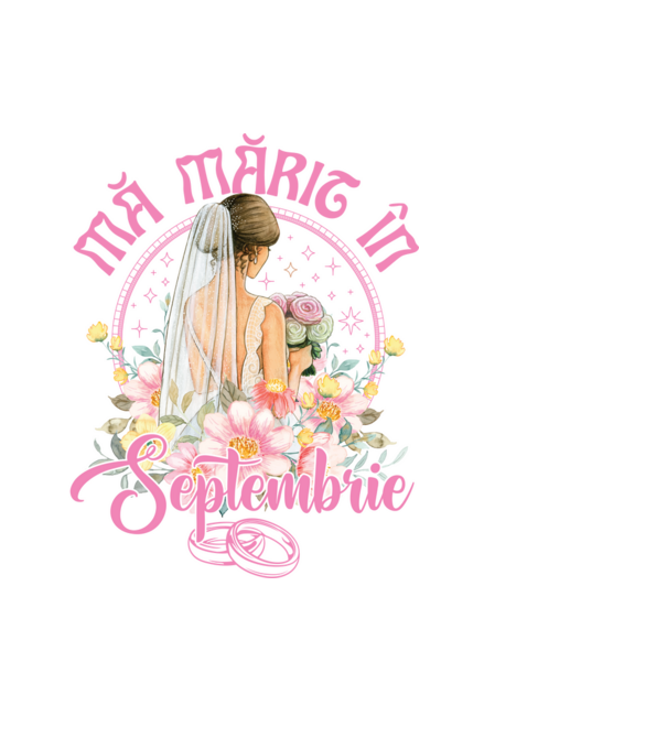 mă mărit - în septembrie model albastru deschis pe tricou
