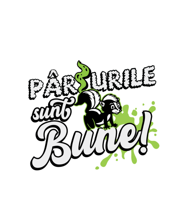 Pârțurile sunt bune model alb pe tricou