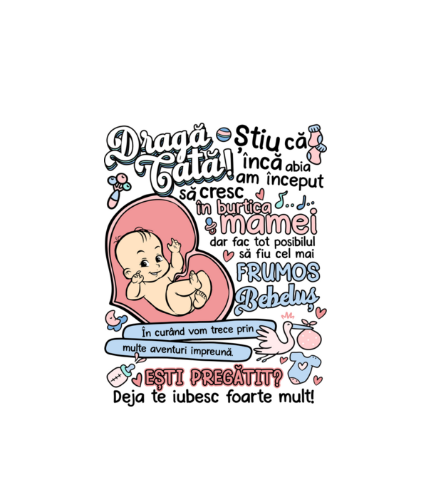 Dragă tată model alb pe tricou