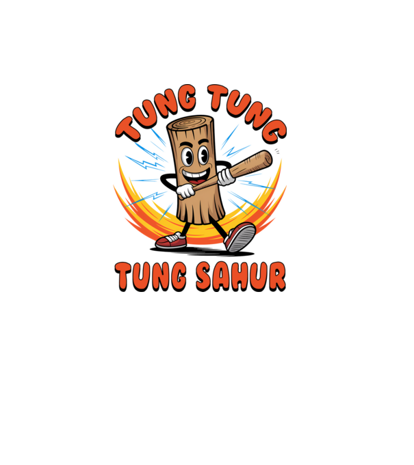 Tung Tung Tung Sahur drăguț model negru pe tricou