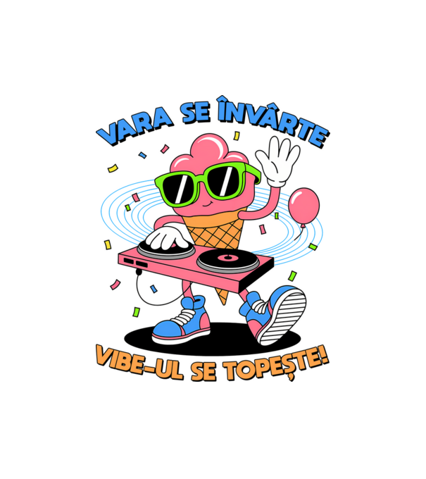 Vara se învârte model alb pe tricou