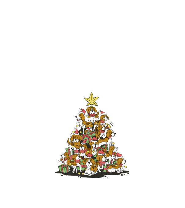 beagle christmas tree model negru pe tricou