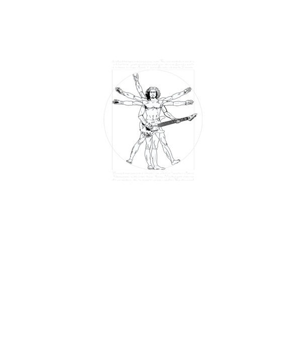 Vitruvius Guitar model negru pe tricou