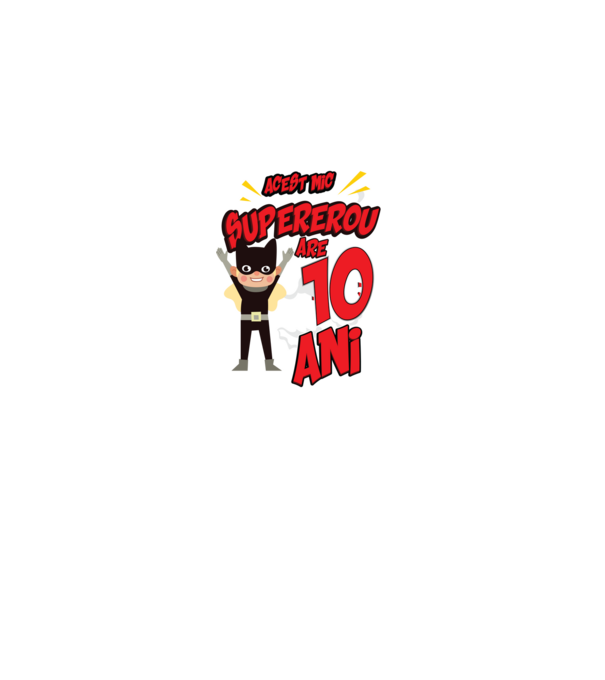 Acest mic supererou are 10 ani model negru pe tricou