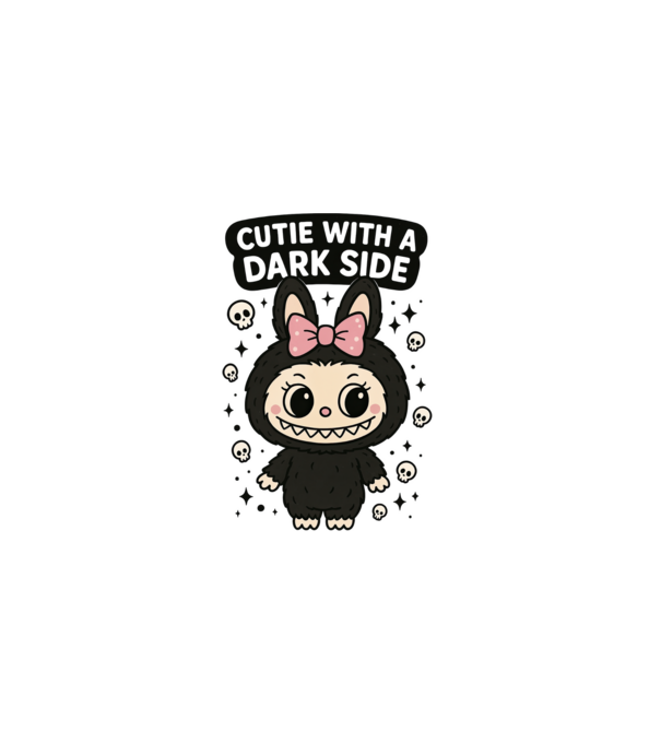 Cutie with a dark side model alb pe tricou