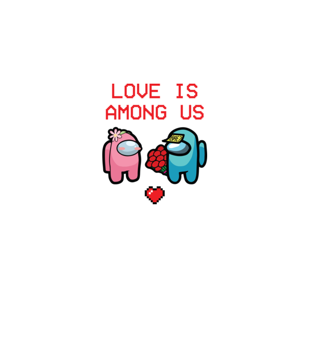 Among us love model alb pe tricou