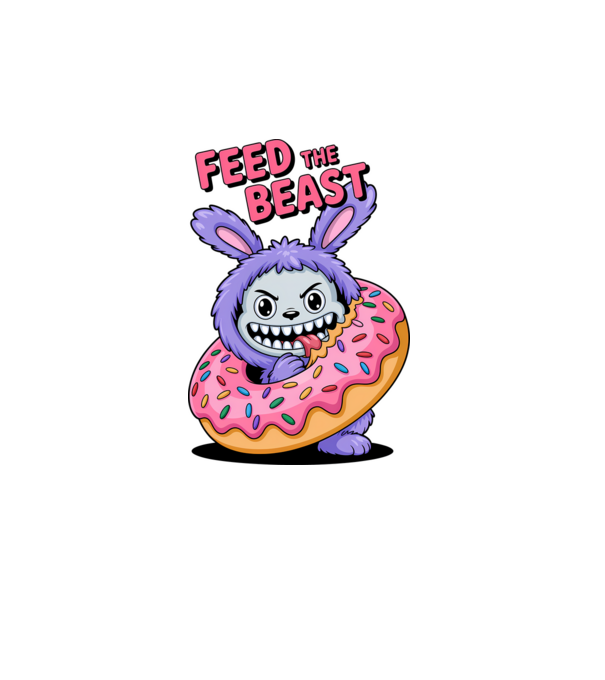 Feed the beast model alb pe tricou