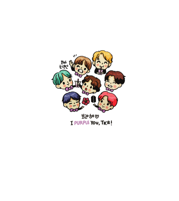 BTS chibi model alb pe tricou