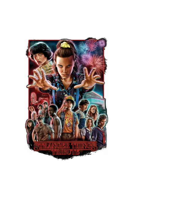 stranger things tribute poster model negru pe tricou