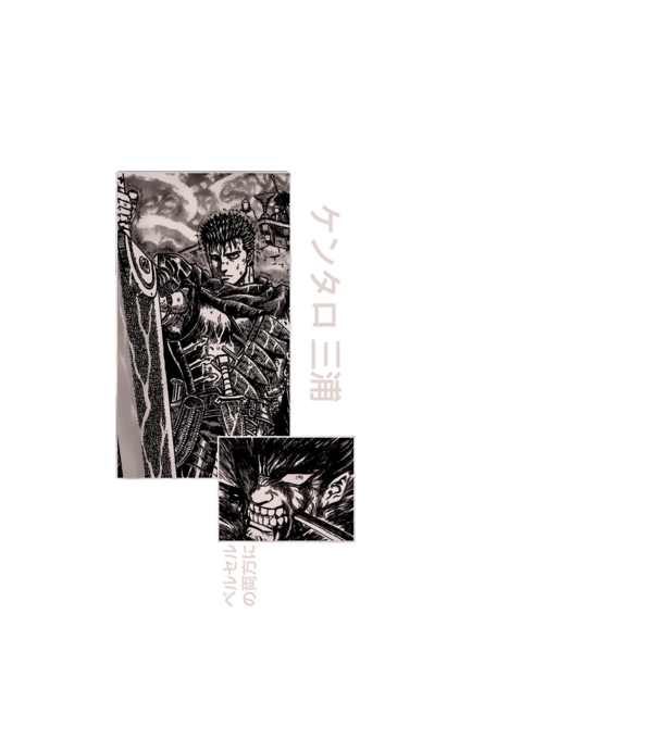 Guts Berserk model alb pe tricou