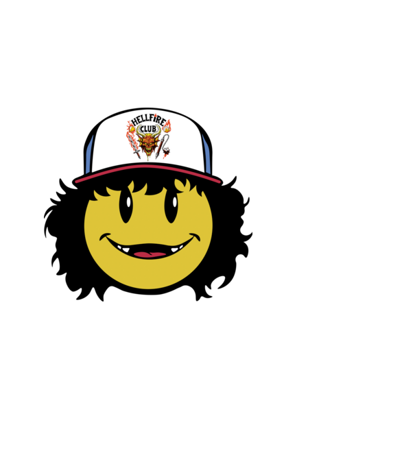 dustinhappyface model alb pe tricou
