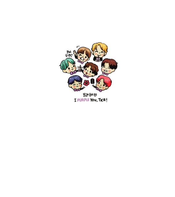 BTS chibi model alb pe tricou