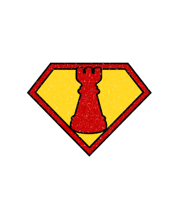 SuperChess turnul de sah model alb pe tricou