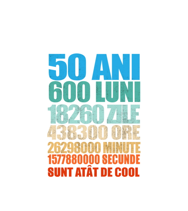 De 50 ani - luni - zile - ore - minute - secunde - sunt atât de cool model alb pe tricou