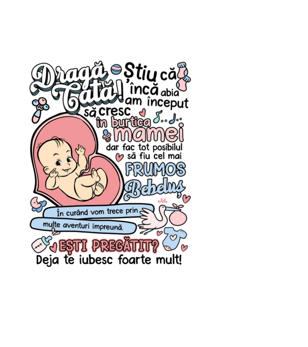 Dragă tată model negru pe tricou