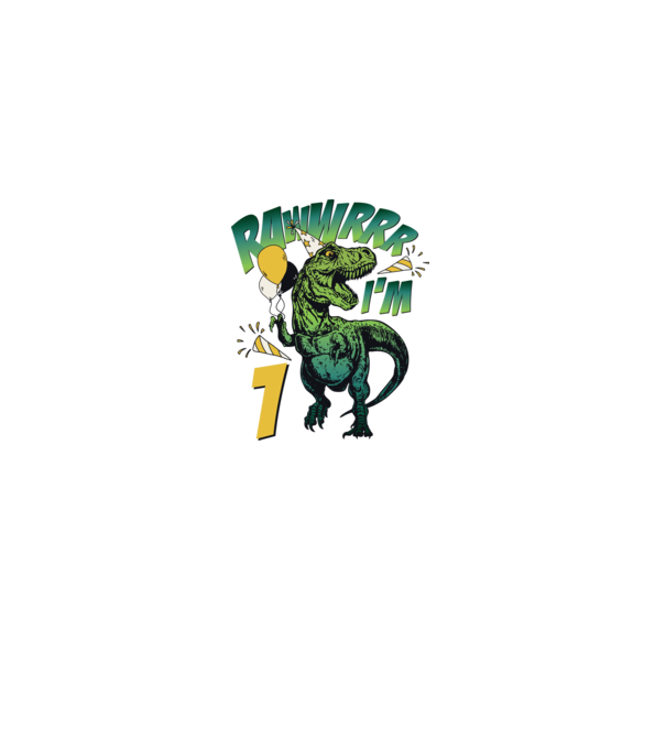 'Birthday Dinosaur rawww i''m 1' model alb pe tricou