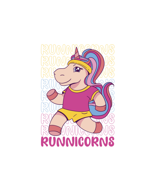 Runnicorns model alb pe tricou