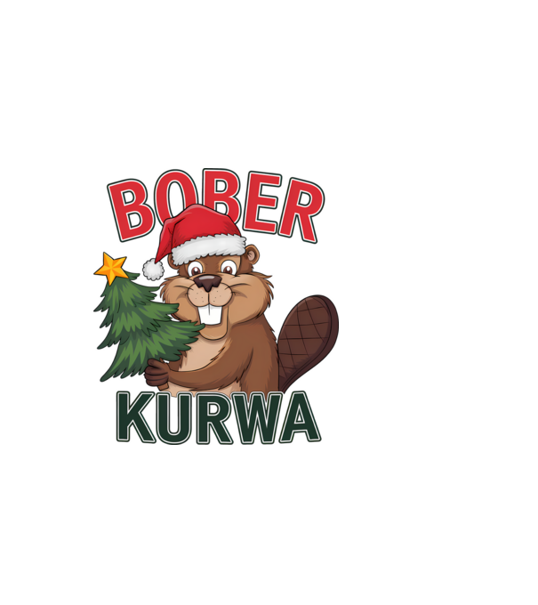 Bober kurwa Christmas model alb pe tricou