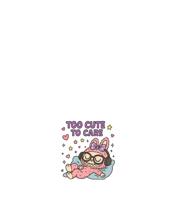 Too cute to care model negru pe tricou