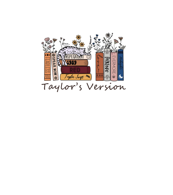 Eras tour books color cat model alb pe tricou