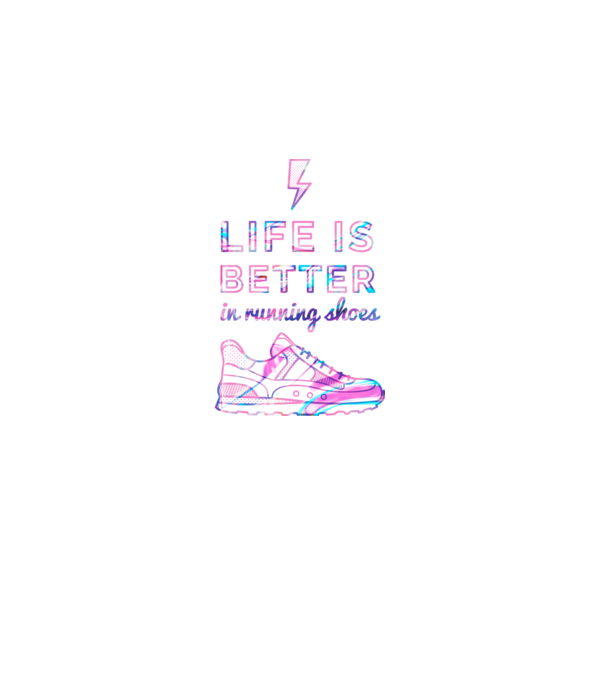 Life is better running shoes HOLO model negru pe tricou