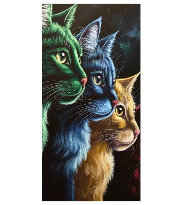Magic cats model alb pe tricou