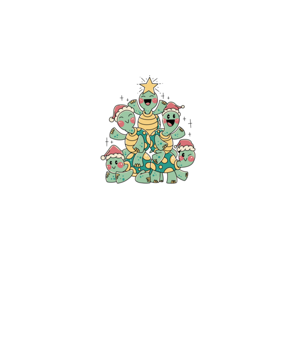 Turtle christmas tree model negru pe tricou