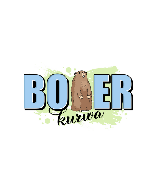 Bober Kurwa model alb pe tricou
