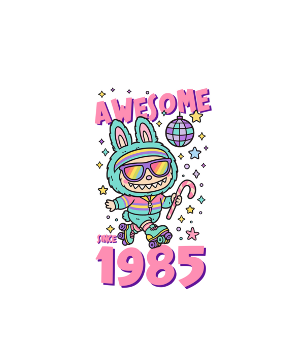 Awesome since 1985 - Labubu model alb pe tricou