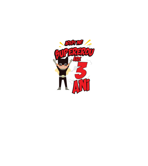 Acest mic supererou are 3 ani model negru pe tricou