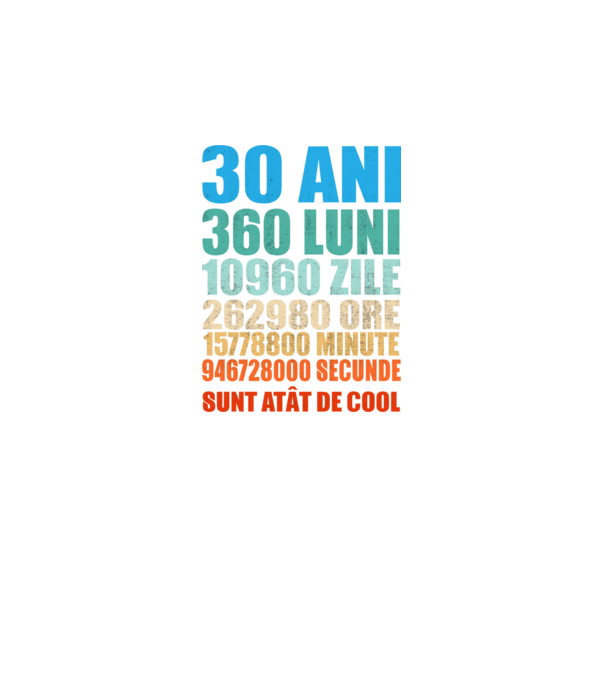 De 30 ani - luni - zile - ore - minute - secunde - sunt atât de cool model negru pe tricou