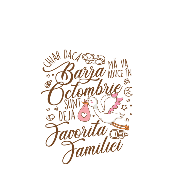 Favorita familiei OCTOMBRIE model alb pe tricou