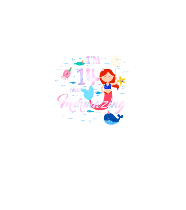 Mermazing Birthday 14 model negru pe tricou