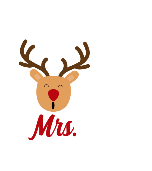 Mrs Reindeer christmas couple model alb pe tricou