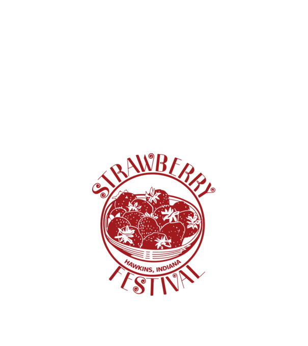 strawberry festival stranger things model portocaliu pe tricou
