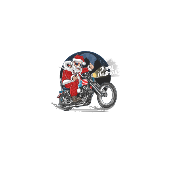 Santa Motocicletă Merry Christmas model negru pe tricou