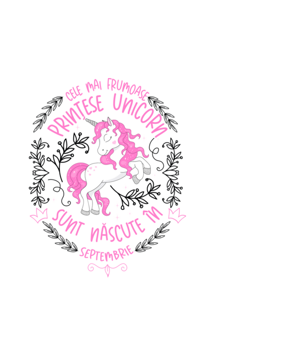 Cele mai frumoase prințese unicorn sunt născute în Septembrie model alb pe tricou